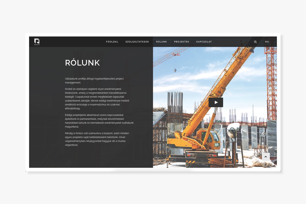 Rekon Construct weboldal - Wndeer Design