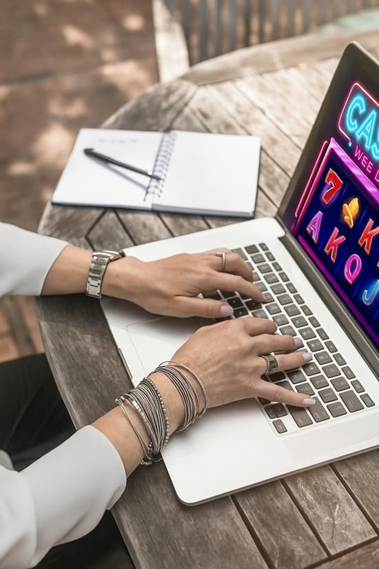 Laptop with the image of a gambling website.