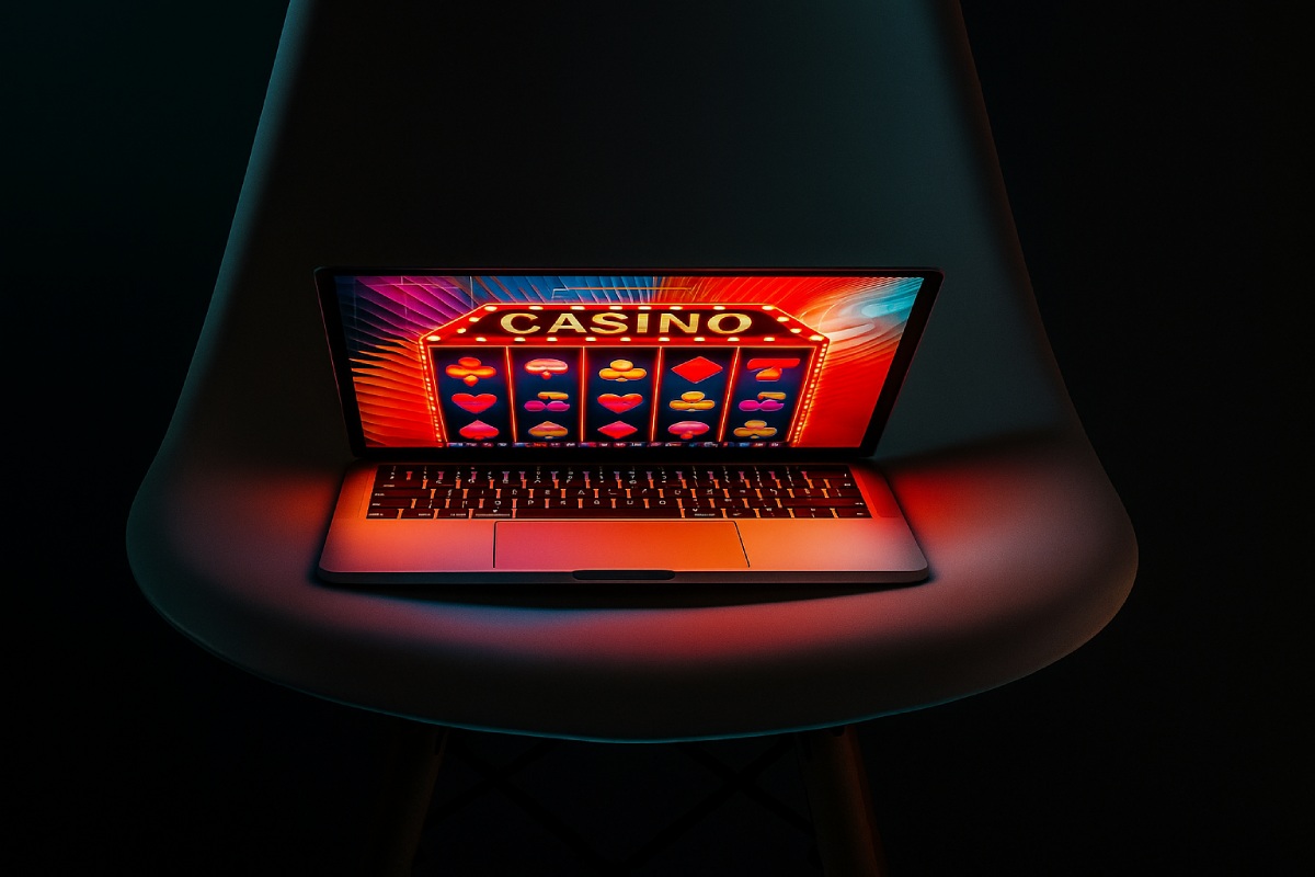Laptop with online casino image.